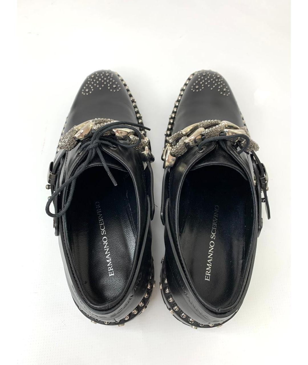 ERMANNO SCERVINO Черные кожаные брогги и оксфорды, фото 3