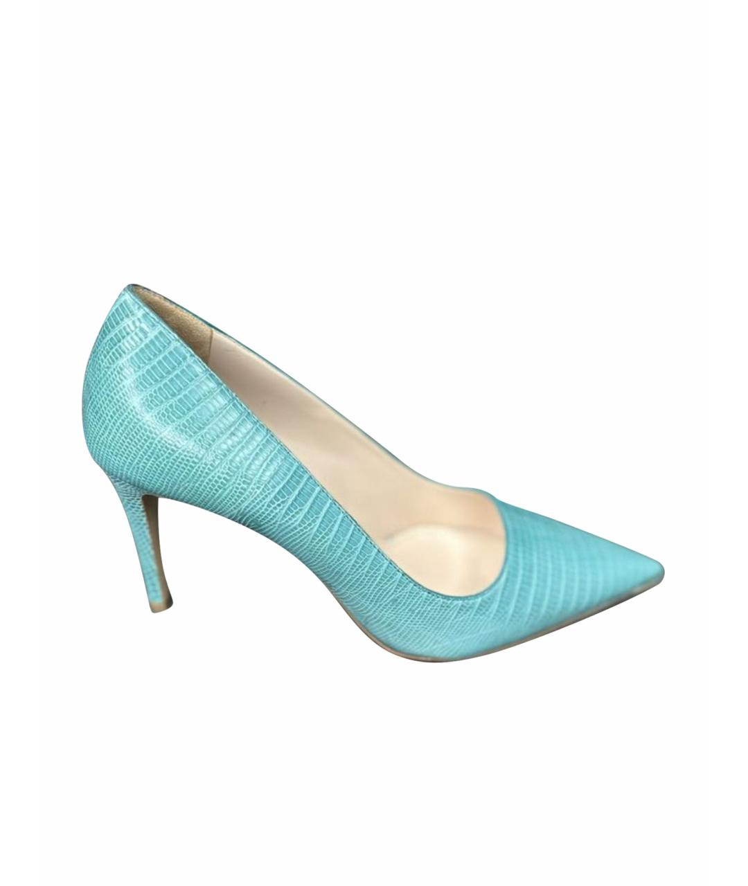 PRADA Бирюзовые кожаные туфли, фото 1