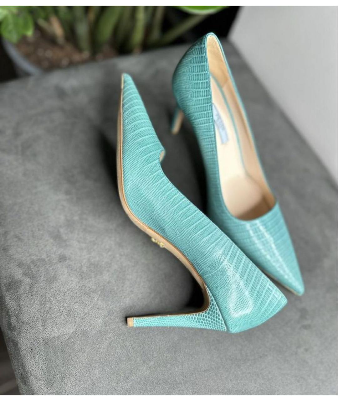 PRADA Бирюзовые кожаные туфли, фото 2