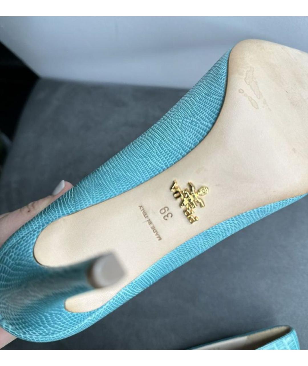 PRADA Бирюзовые кожаные туфли, фото 3