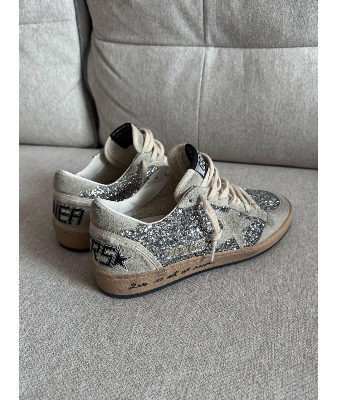 GOLDEN GOOSE DELUXE BRAND Серебряные кожаные кеды, фото 3