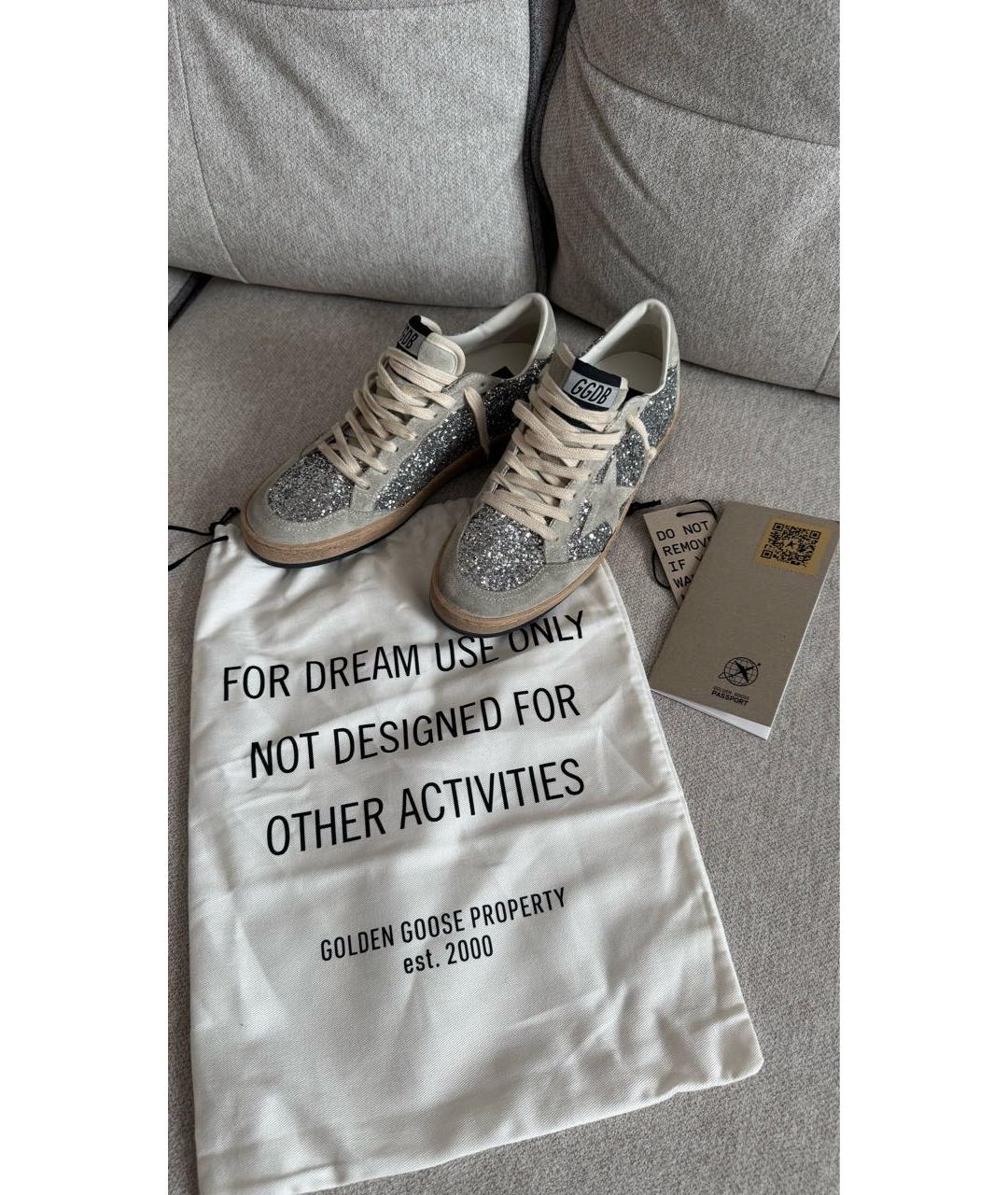 GOLDEN GOOSE DELUXE BRAND Серебряные кожаные кеды, фото 6