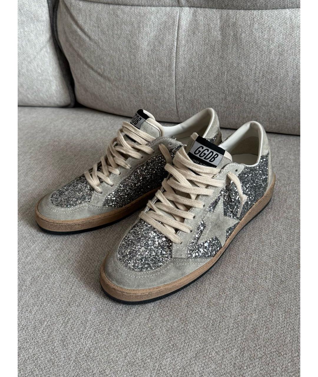 GOLDEN GOOSE DELUXE BRAND Серебряные кожаные кеды, фото 2