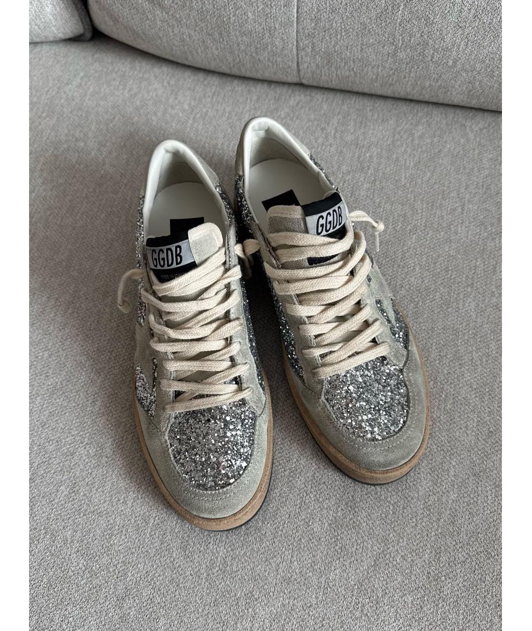 GOLDEN GOOSE DELUXE BRAND Серебряные кожаные кеды, фото 5