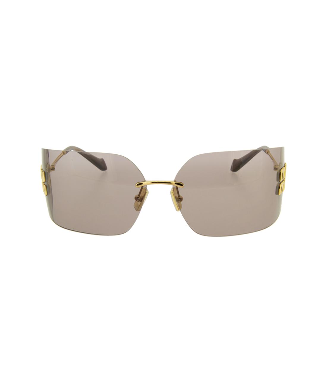 MIU MIU Золотые металлические солнцезащитные очки, фото 2