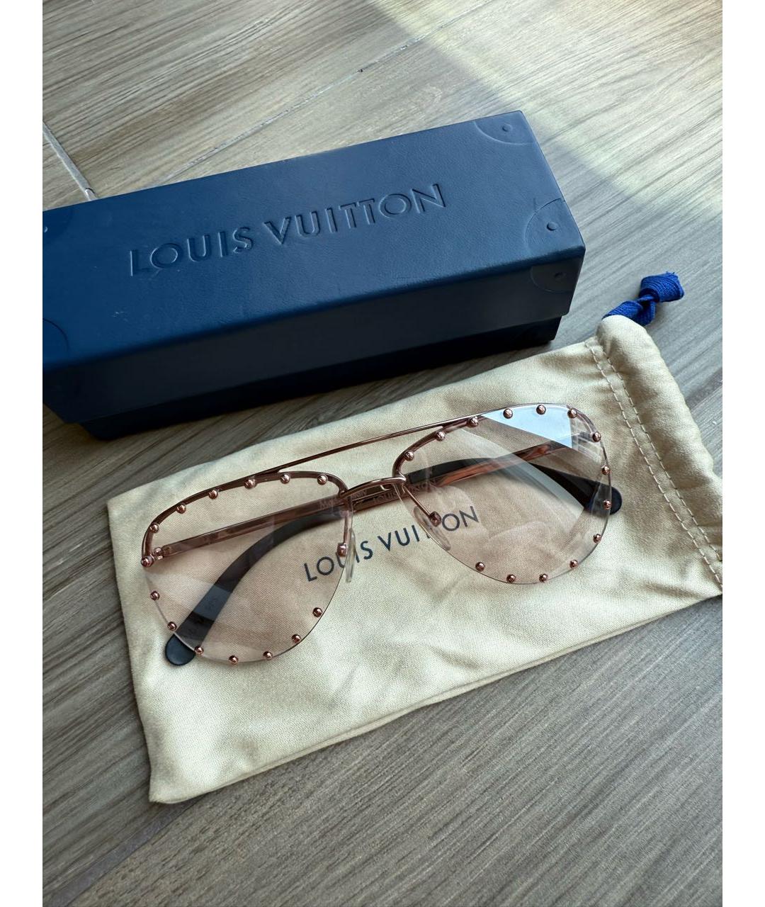 LOUIS VUITTON Розовые металлические солнцезащитные очки, фото 7