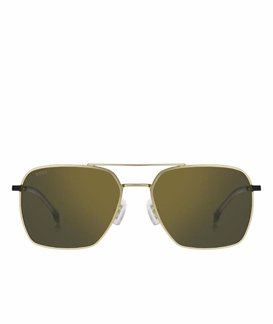 HUGO BOSS Золотые металлические солнцезащитные очки, фото 1