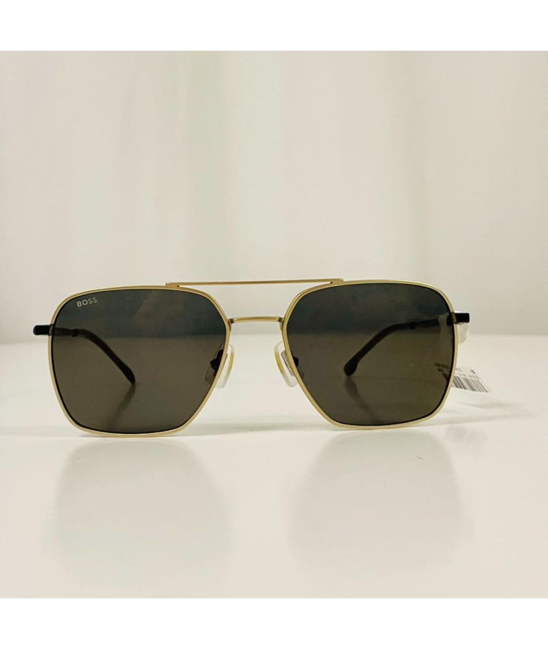 HUGO BOSS Золотые металлические солнцезащитные очки, фото 6