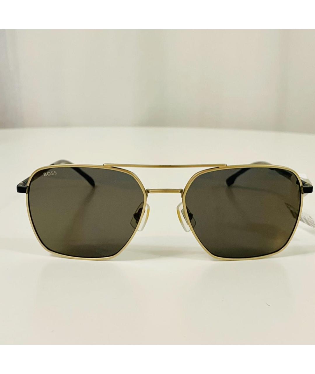 HUGO BOSS Золотые металлические солнцезащитные очки, фото 8