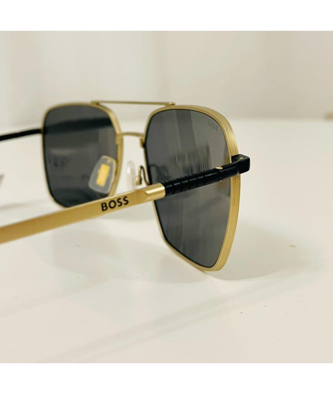 HUGO BOSS Золотые металлические солнцезащитные очки, фото 5