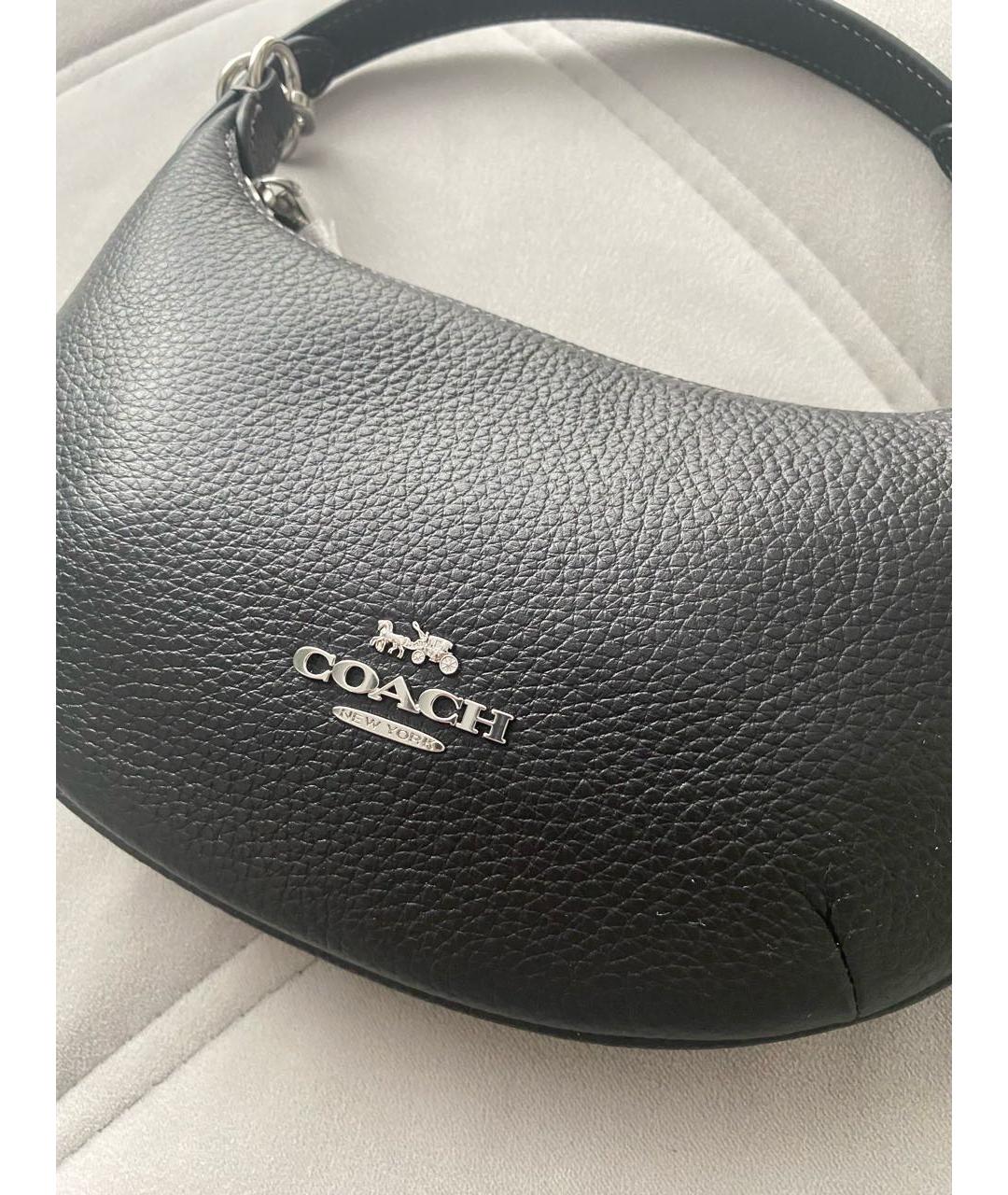 COACH Черная кожаная сумка с короткими ручками, фото 2
