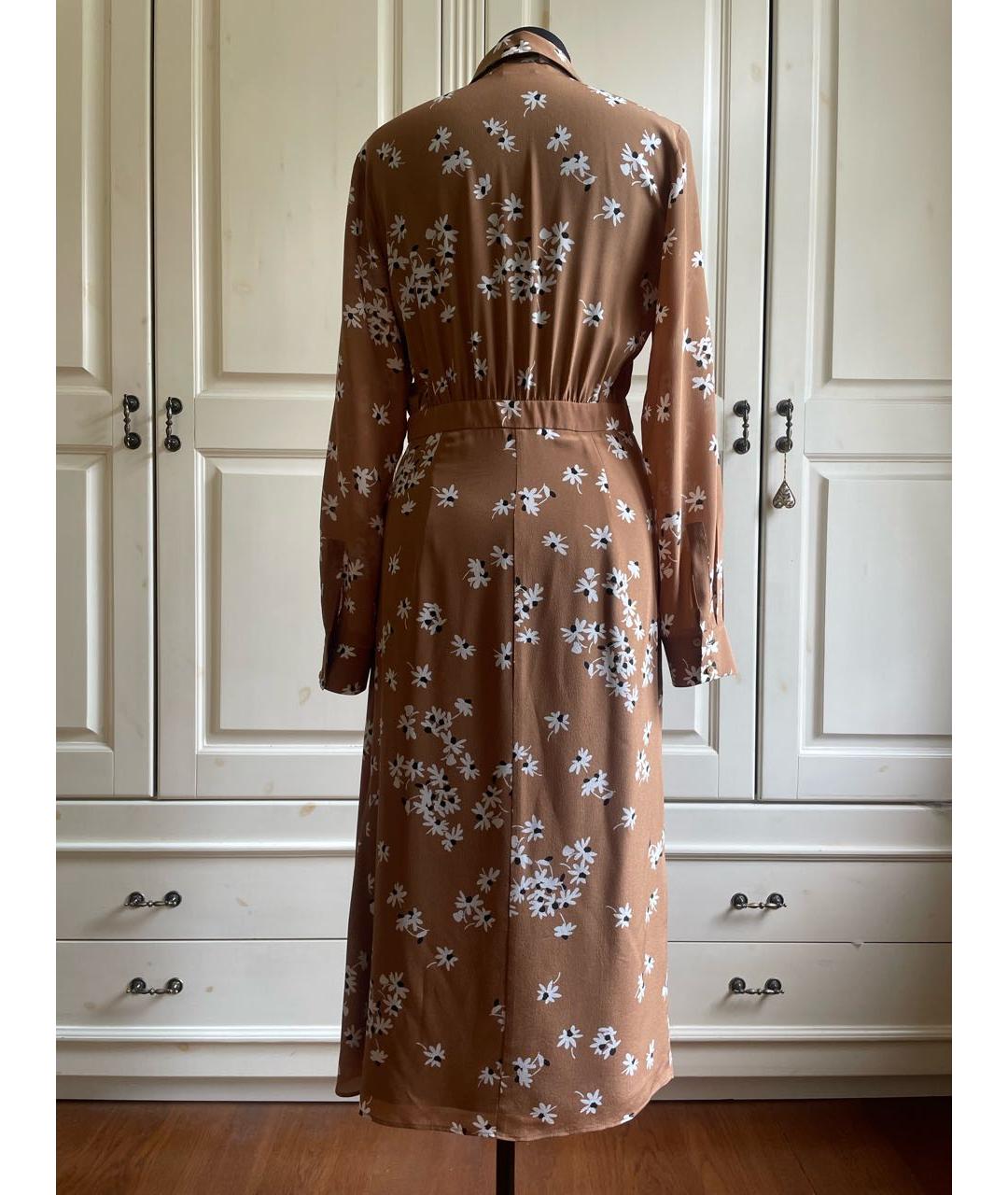 MAX MARA STUDIO Коричневое шелковое повседневное платье, фото 4