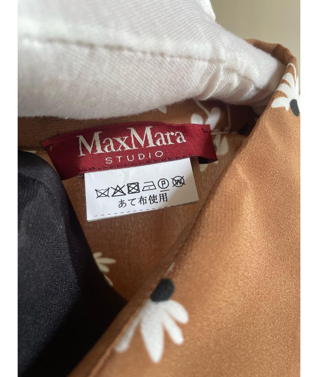 MAX MARA STUDIO Коричневое шелковое повседневное платье, фото 6