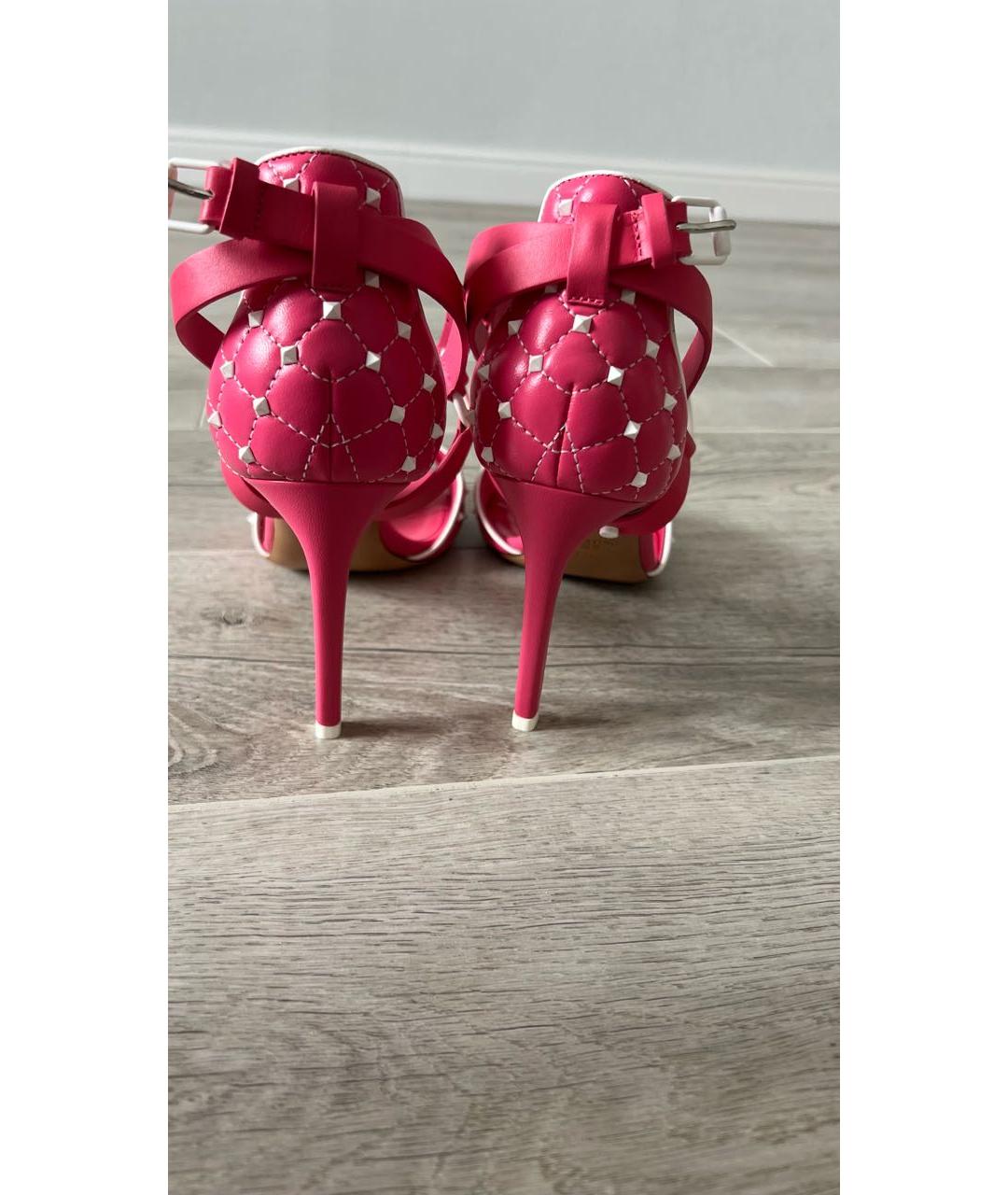 VALENTINO Розовые кожаные босоножки, фото 3