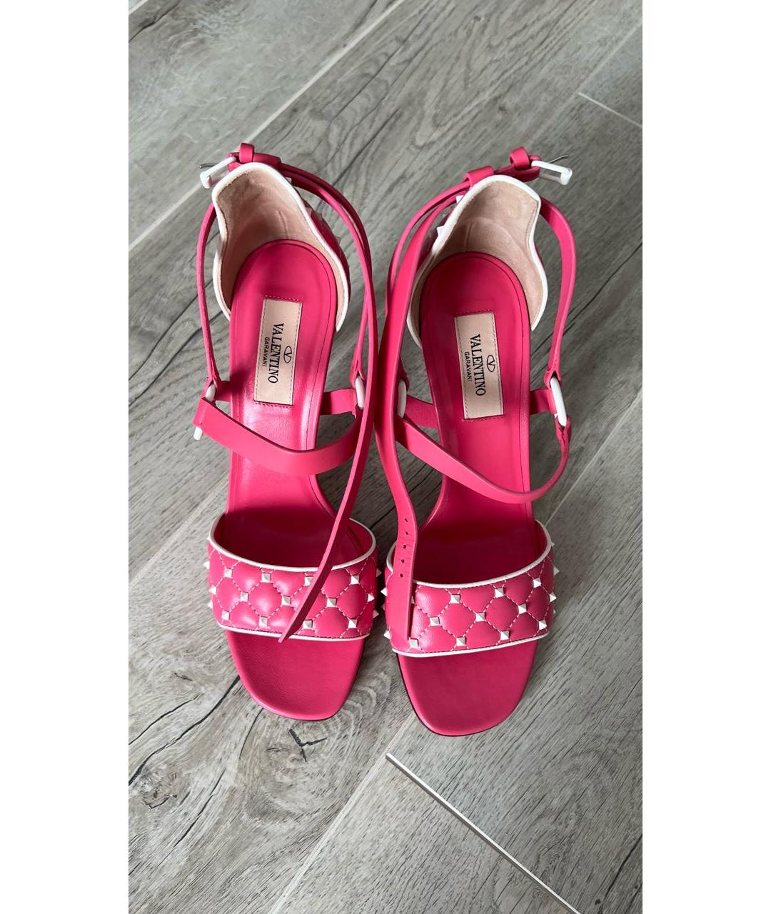 VALENTINO Розовые кожаные босоножки, фото 2
