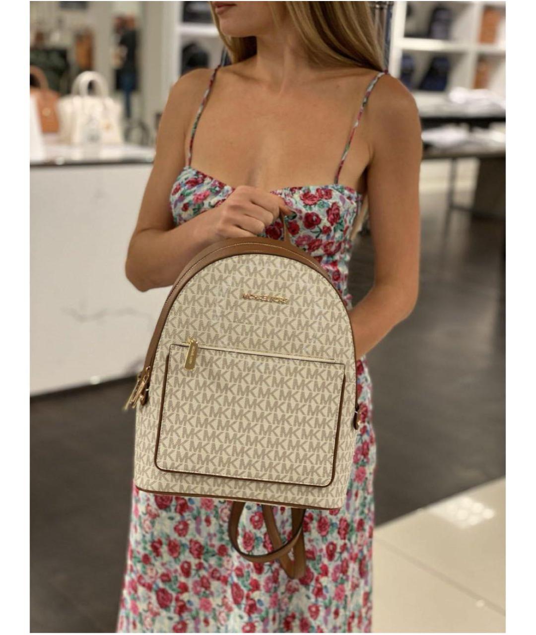 MICHAEL KORS Бежевый кожаный рюкзак, фото 5