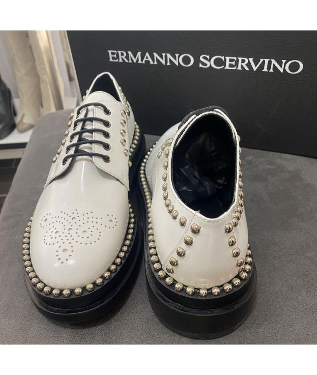 ERMANNO SCERVINO Белые кожаные брогги и оксфорды, фото 7