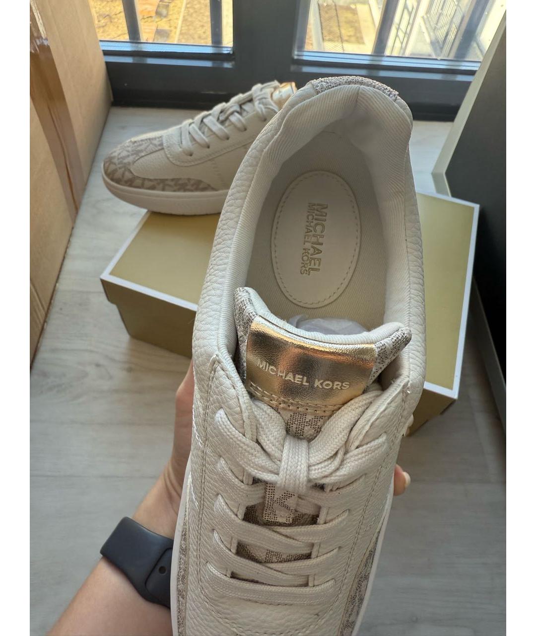 MICHAEL KORS Бежевые кеды из искусственной кожи, фото 6