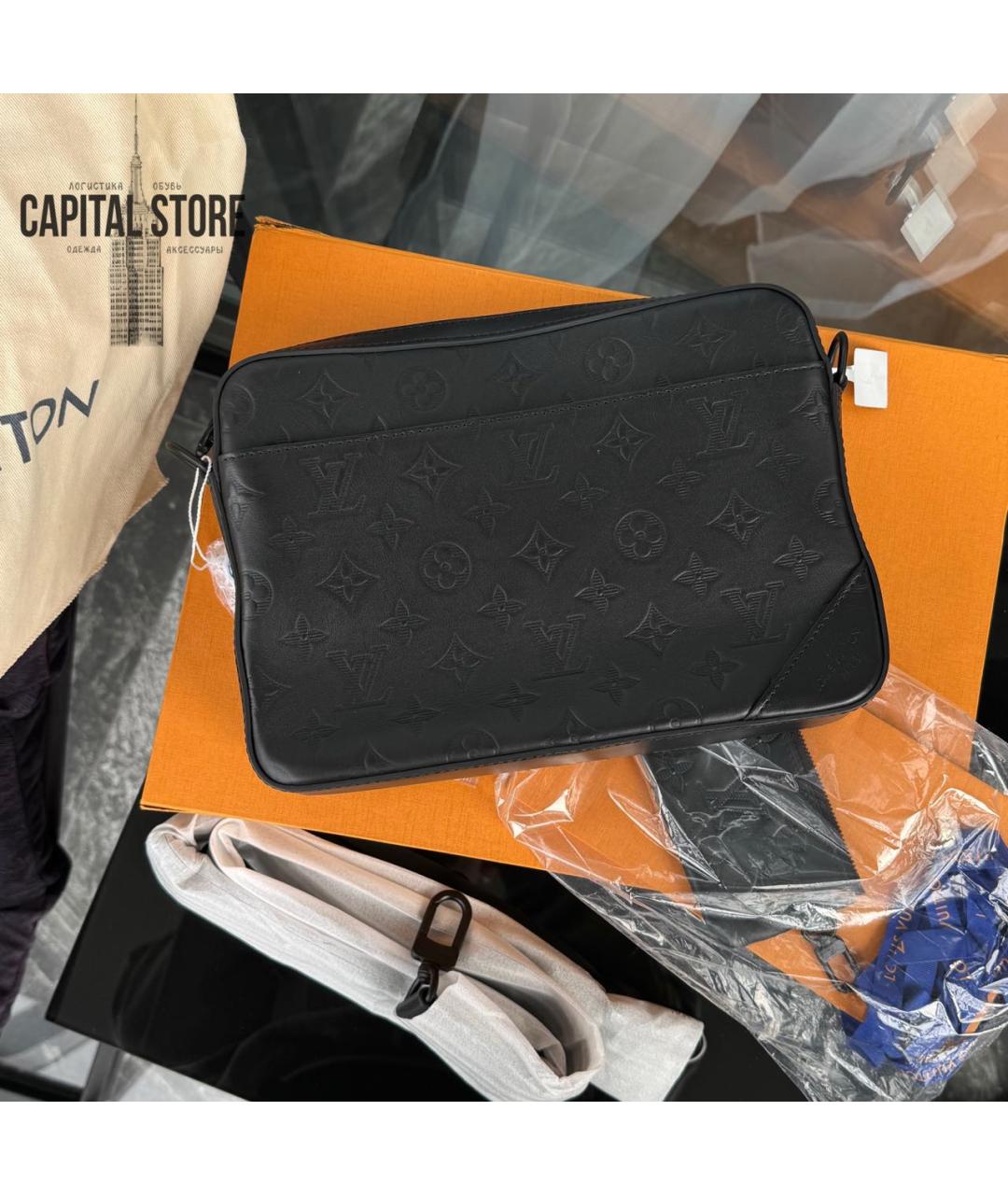 LOUIS VUITTON Черная кожаная сумка на плечо, фото 6
