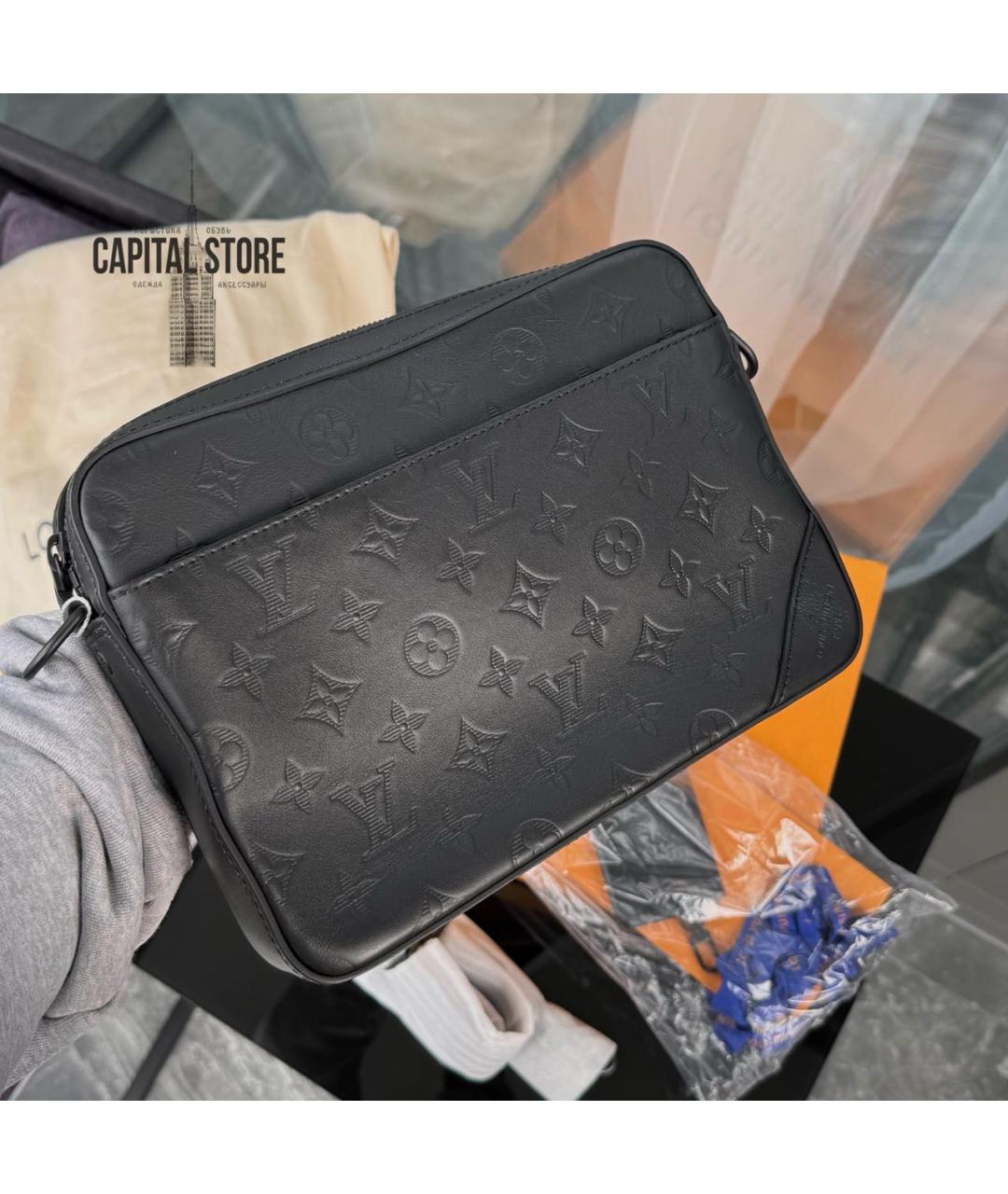 LOUIS VUITTON Черная кожаная сумка на плечо, фото 4