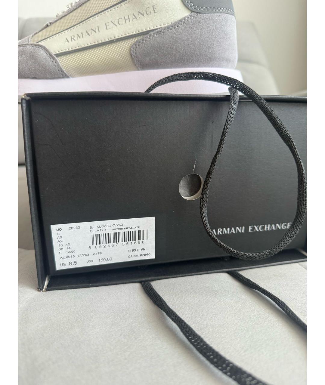 ARMANI EXCHANGE Серые замшевые низкие кроссовки / кеды, фото 6