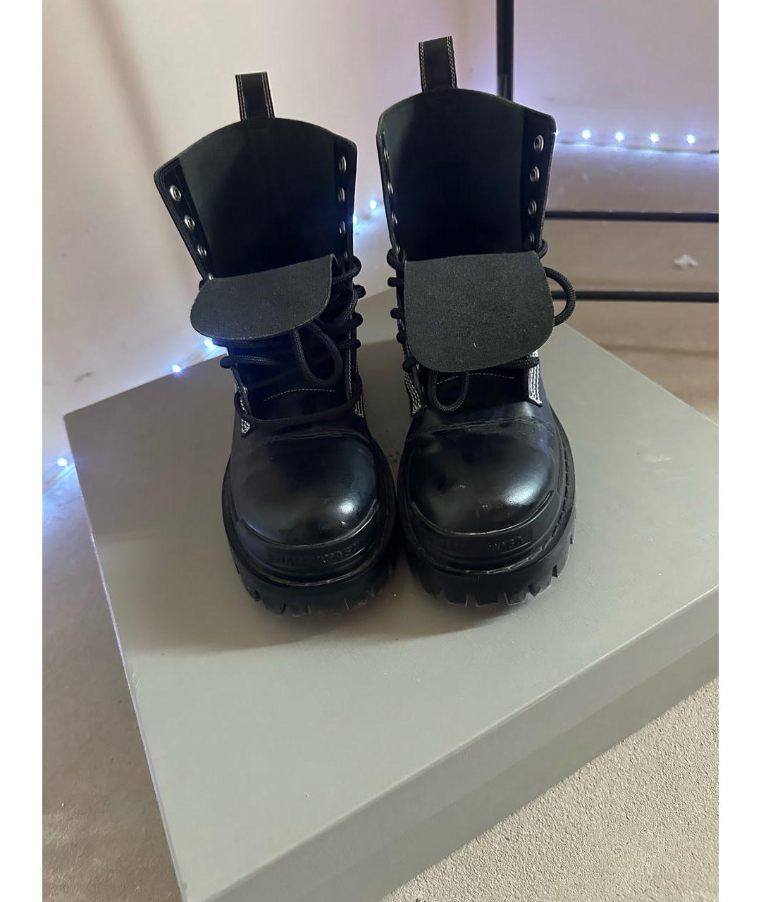 BALENCIAGA Черные кожаные ботинки, фото 2
