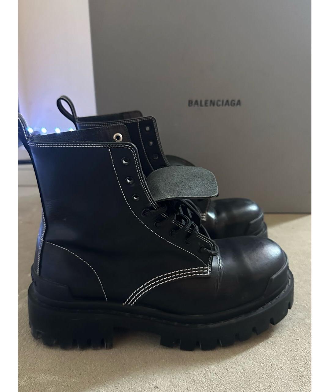 BALENCIAGA Черные кожаные ботинки, фото 5
