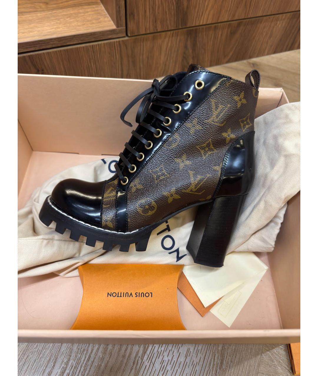 LOUIS VUITTON Коричневые кожаные ботильоны, фото 2
