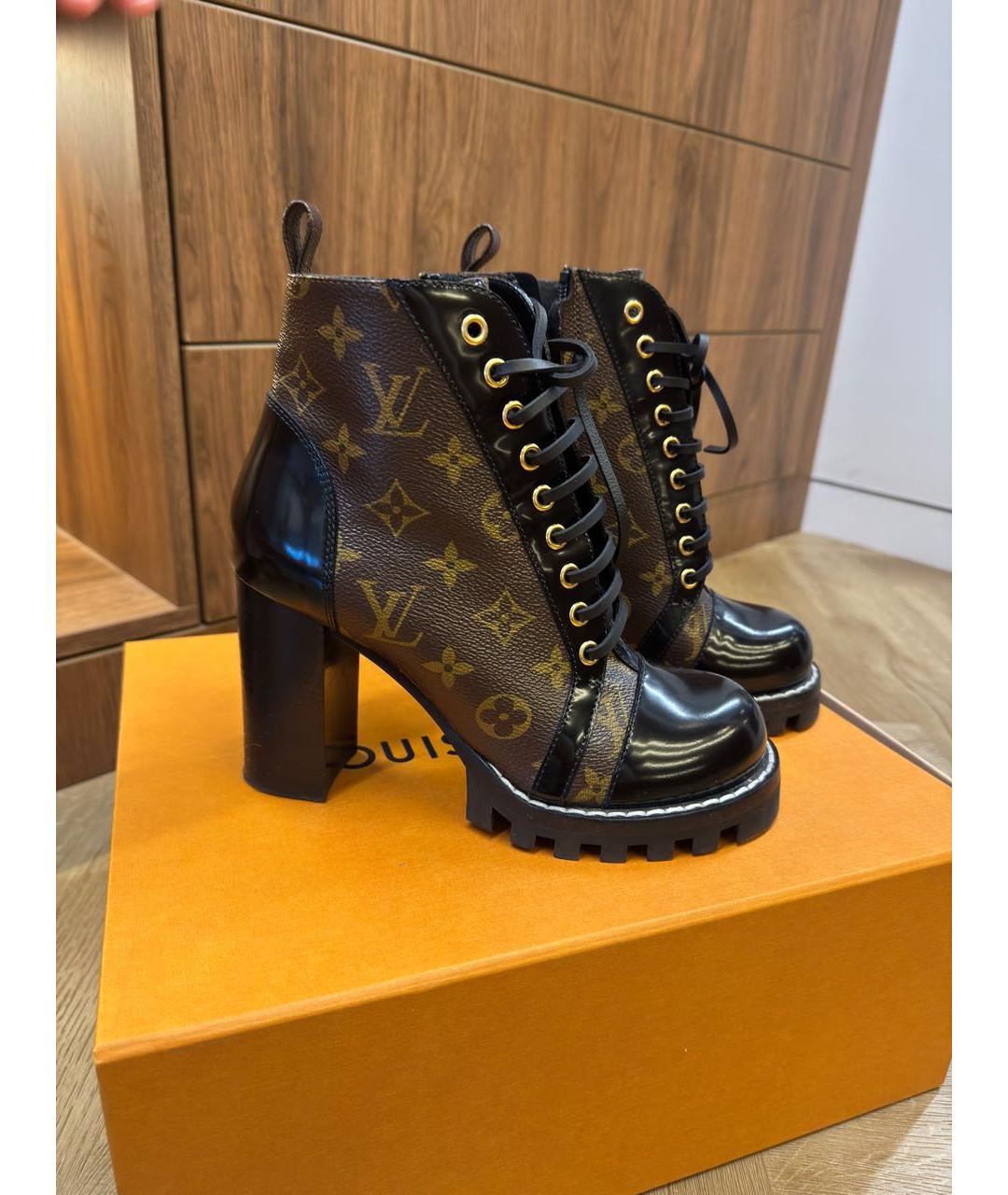 LOUIS VUITTON Коричневые кожаные ботильоны, фото 3