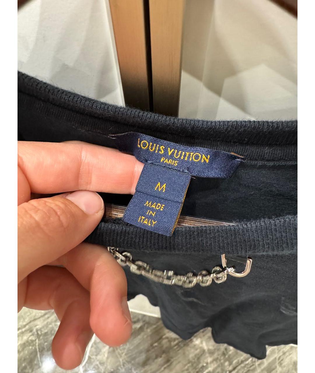 LOUIS VUITTON Черная хлопковая футболка, фото 2
