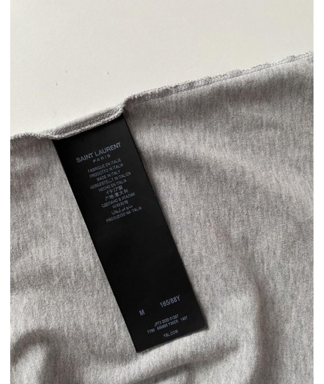 SAINT LAURENT Серая хлопковая футболка, фото 8