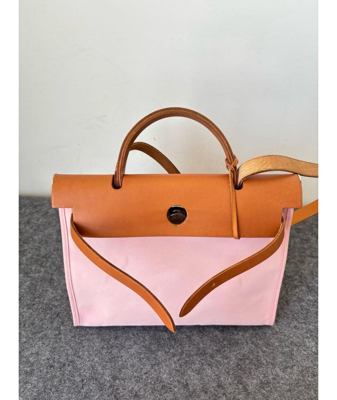 HERMES Розовая жаккардовая сумка с короткими ручками, фото 6