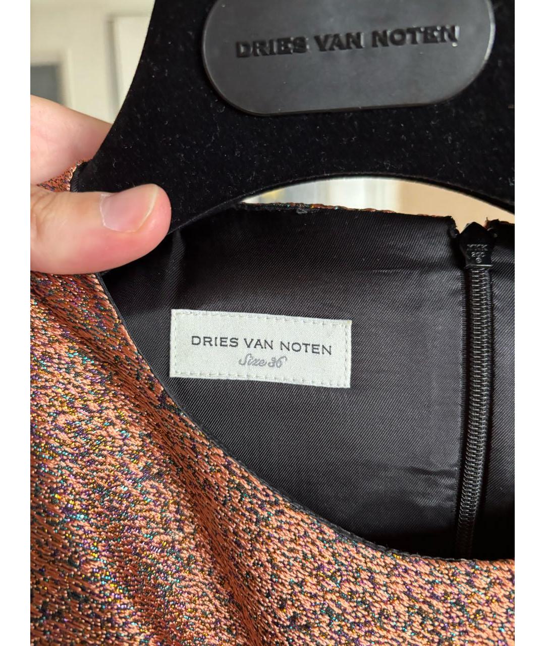 DRIES VAN NOTEN Золотое вискозное вечернее платье, фото 5