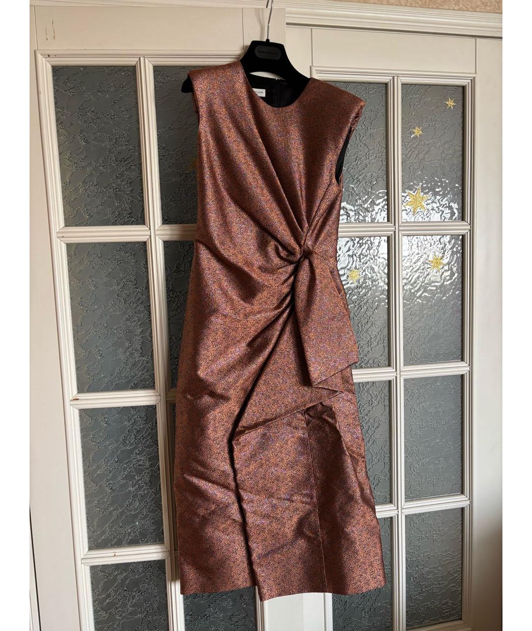 DRIES VAN NOTEN Золотое вискозное вечернее платье, фото 3