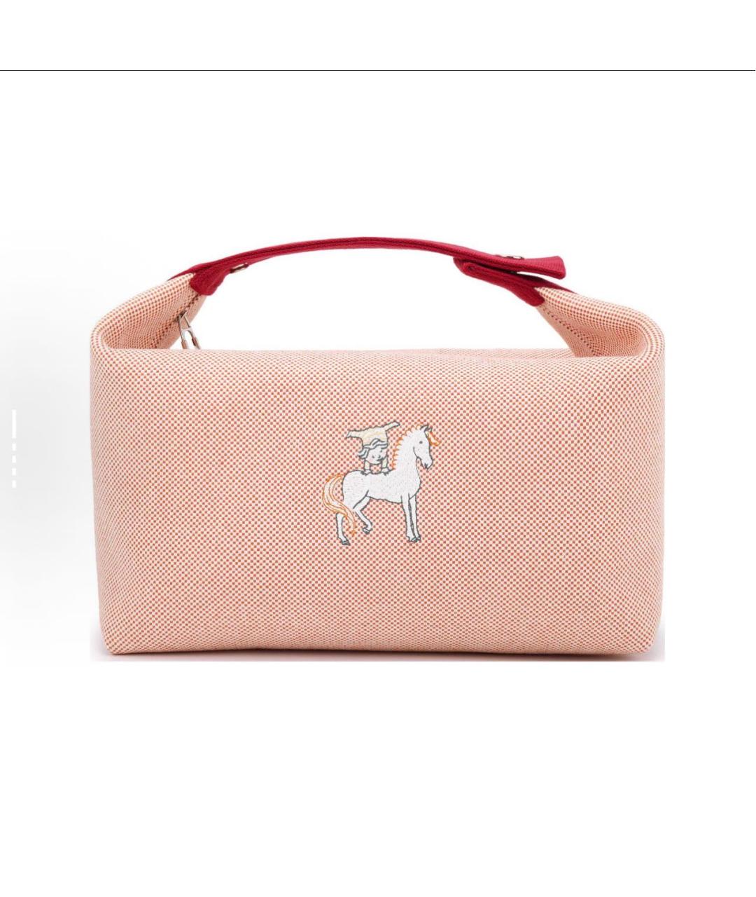 HERMES Розовая хлопковая косметичка, фото 6