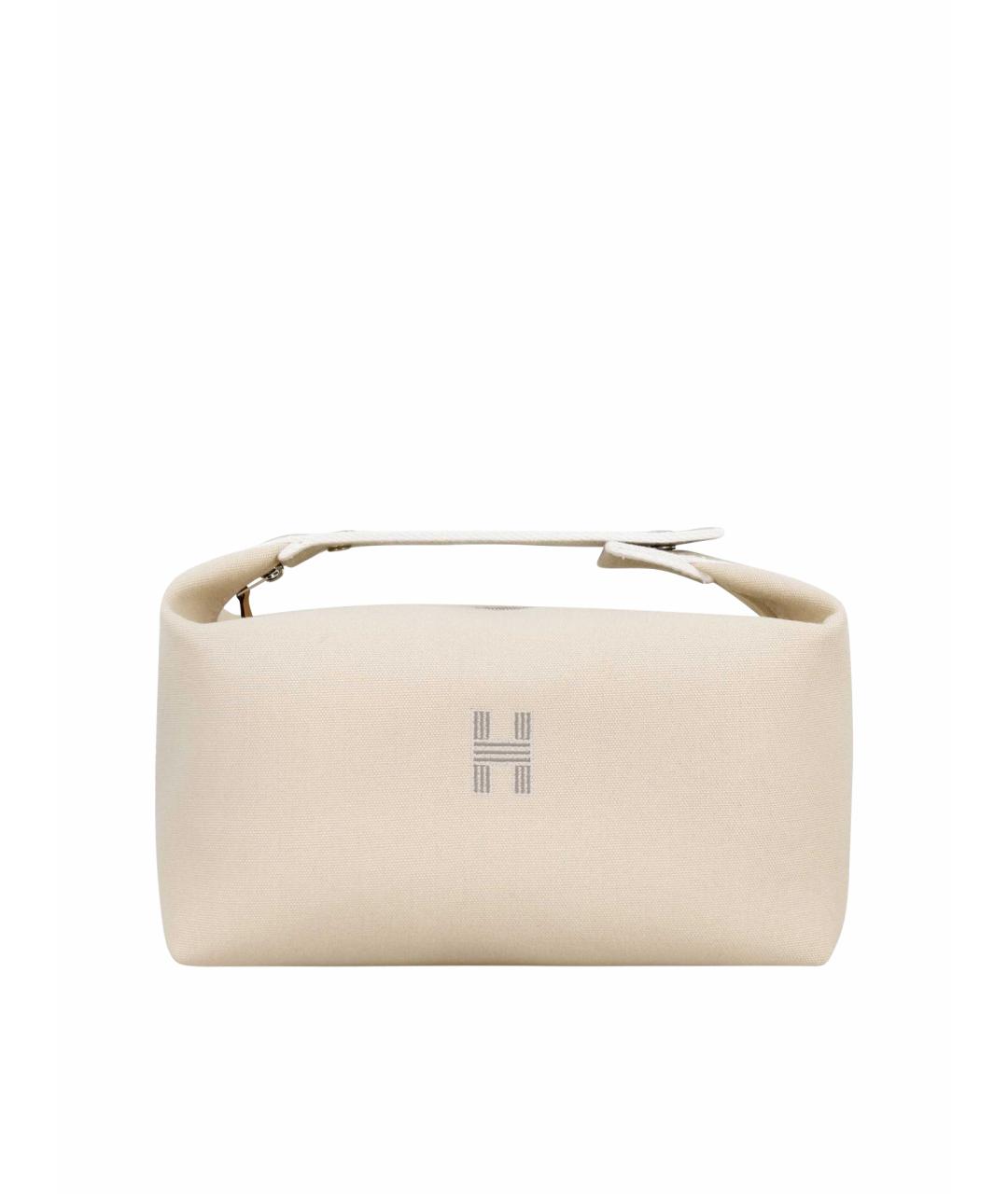 HERMES Бежевая кожаная косметичка, фото 1
