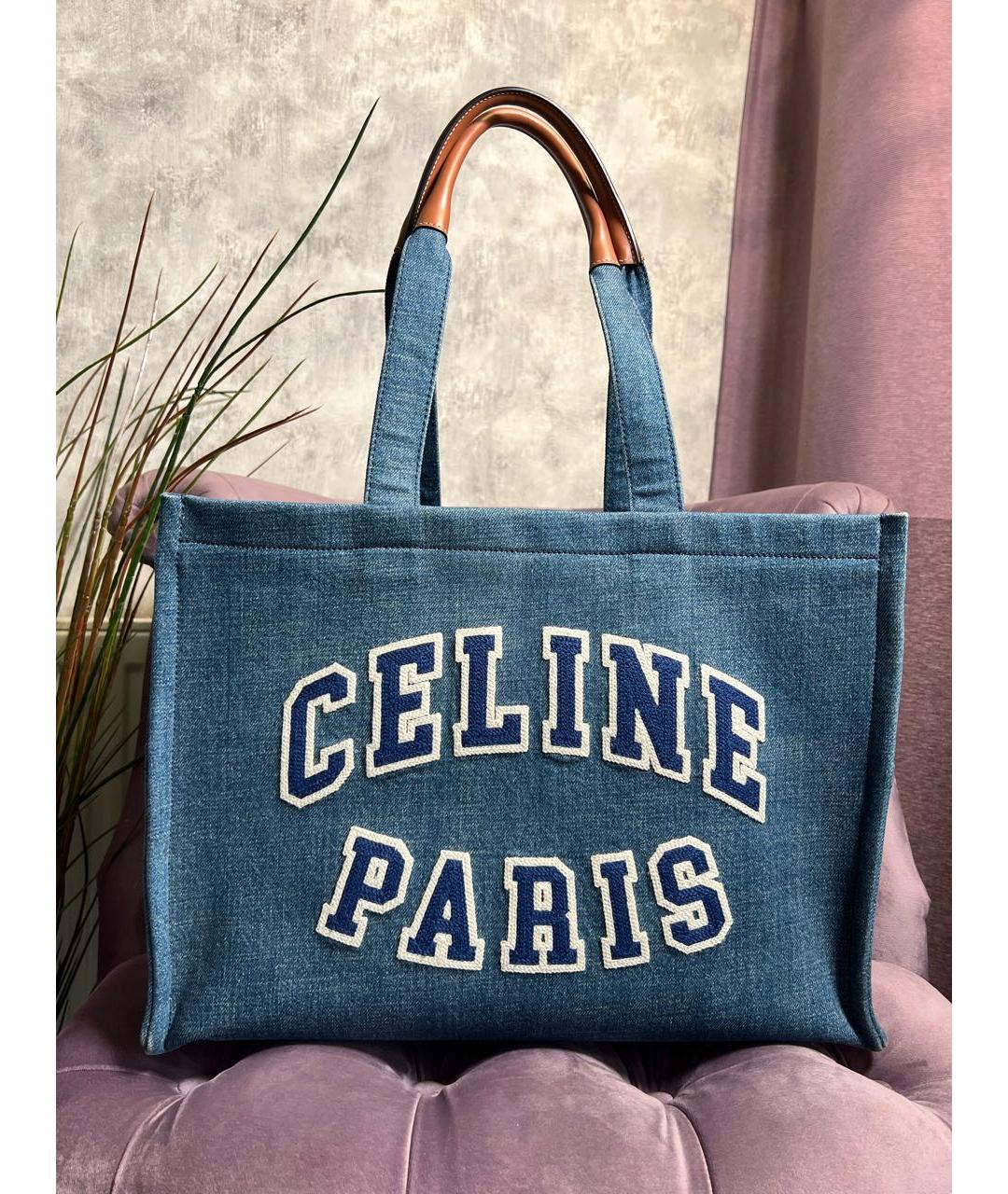 CELINE Синяя деним сумка тоут, фото 2
