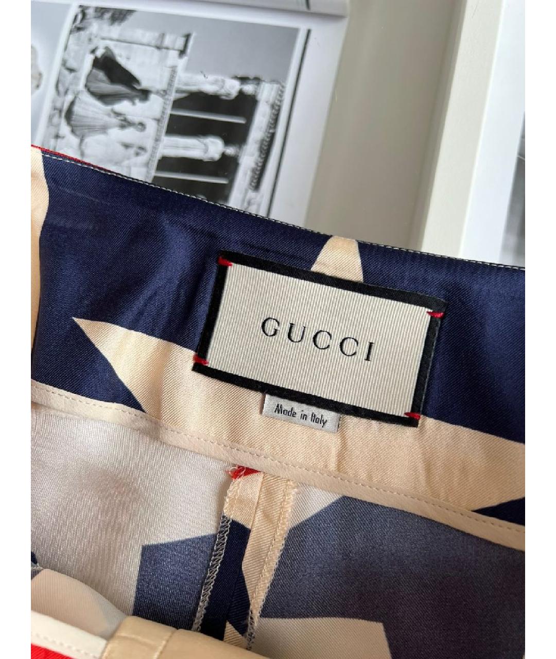 GUCCI Мульти шелковые брюки широкие, фото 5