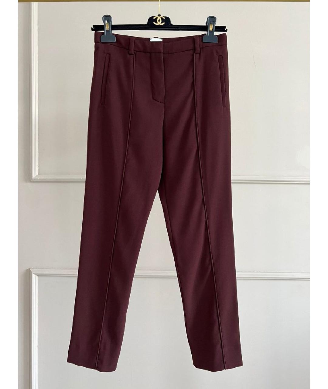 HERMES Бордовые хлопковые прямые брюки, фото 10