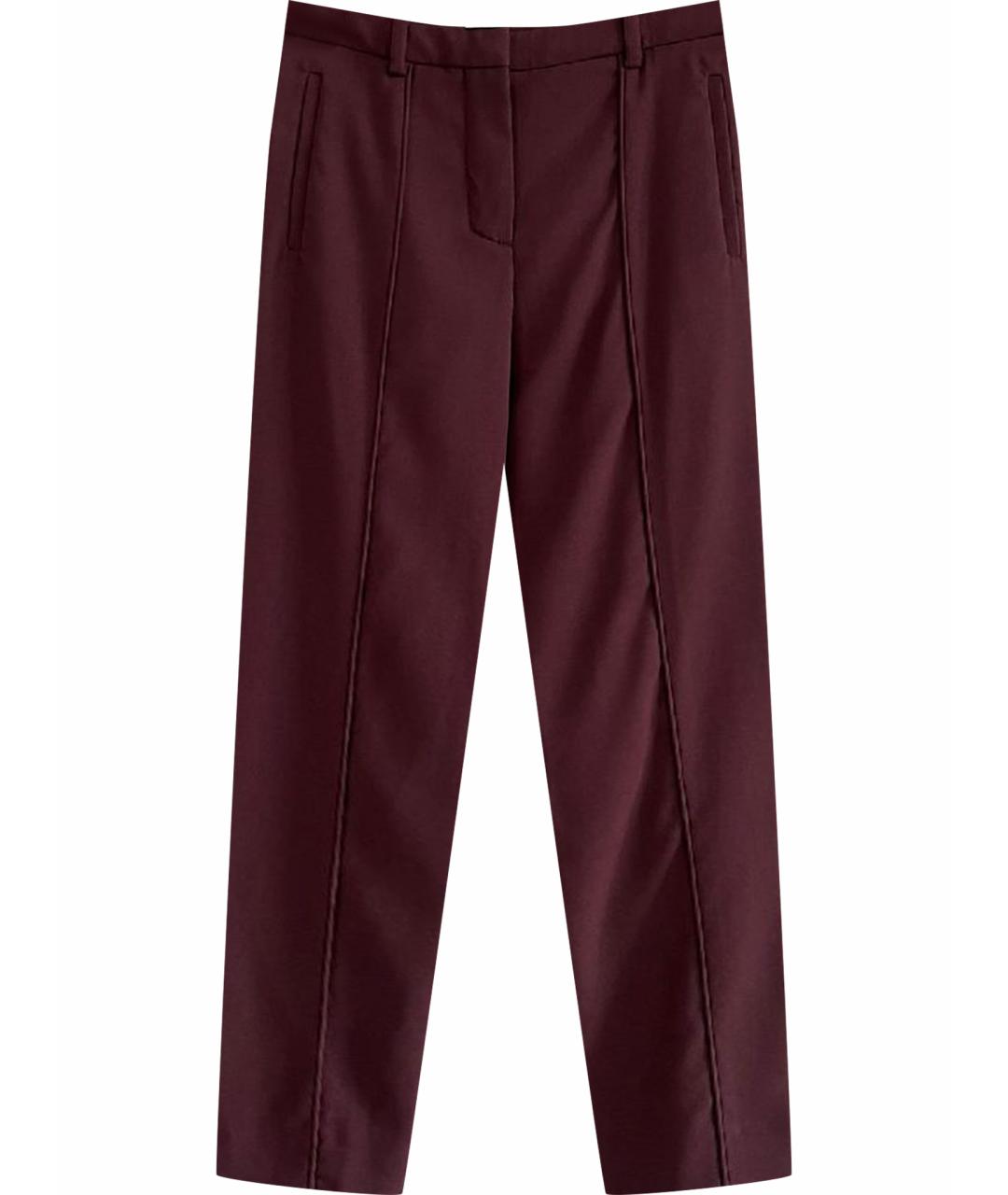 HERMES Бордовые хлопковые прямые брюки, фото 1