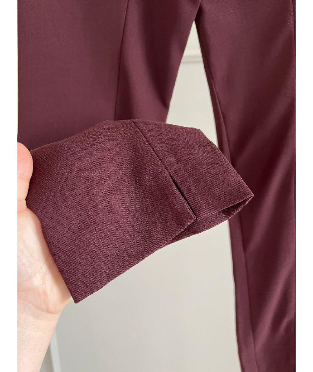 HERMES Бордовые хлопковые прямые брюки, фото 4