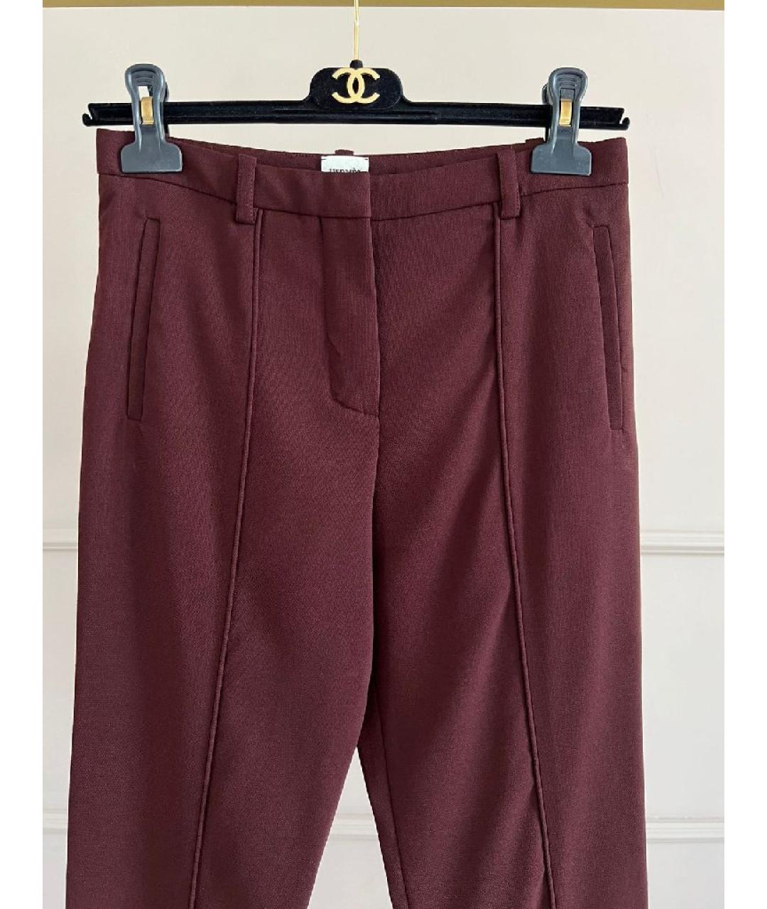 HERMES Бордовые хлопковые прямые брюки, фото 3