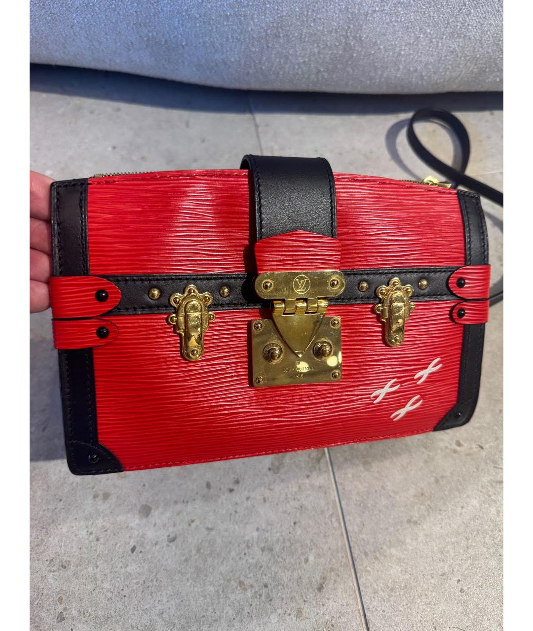 LOUIS VUITTON Красная кожаная сумка через плечо, фото 4