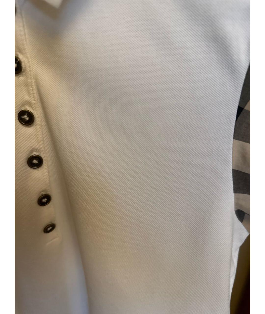 BURBERRY Белая хлопко-эластановая футболка, фото 4