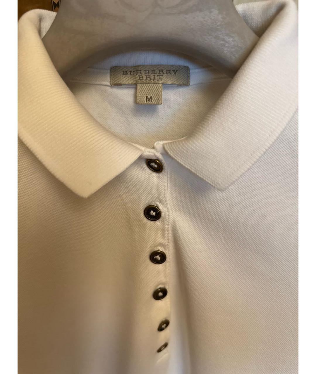 BURBERRY Белая хлопко-эластановая футболка, фото 3