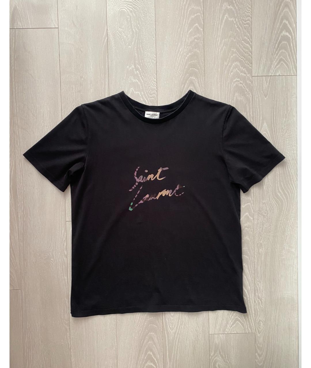 SAINT LAURENT Черная хлопковая футболка, фото 6