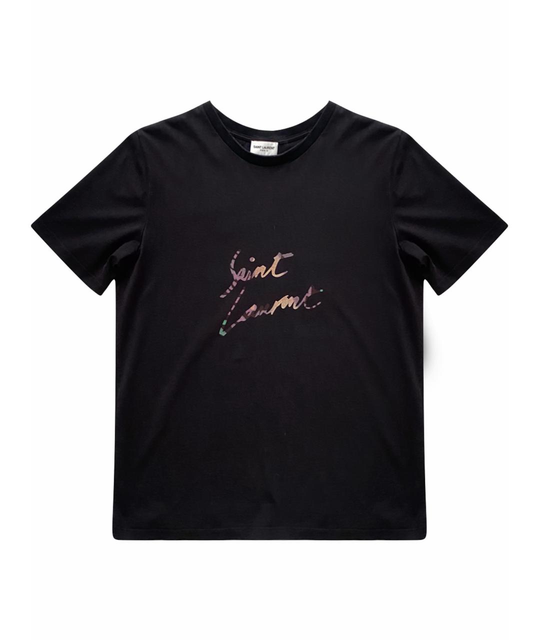 SAINT LAURENT Черная хлопковая футболка, фото 1