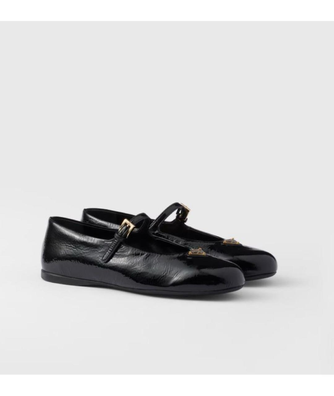 PRADA Черные кожаные балетки, фото 2