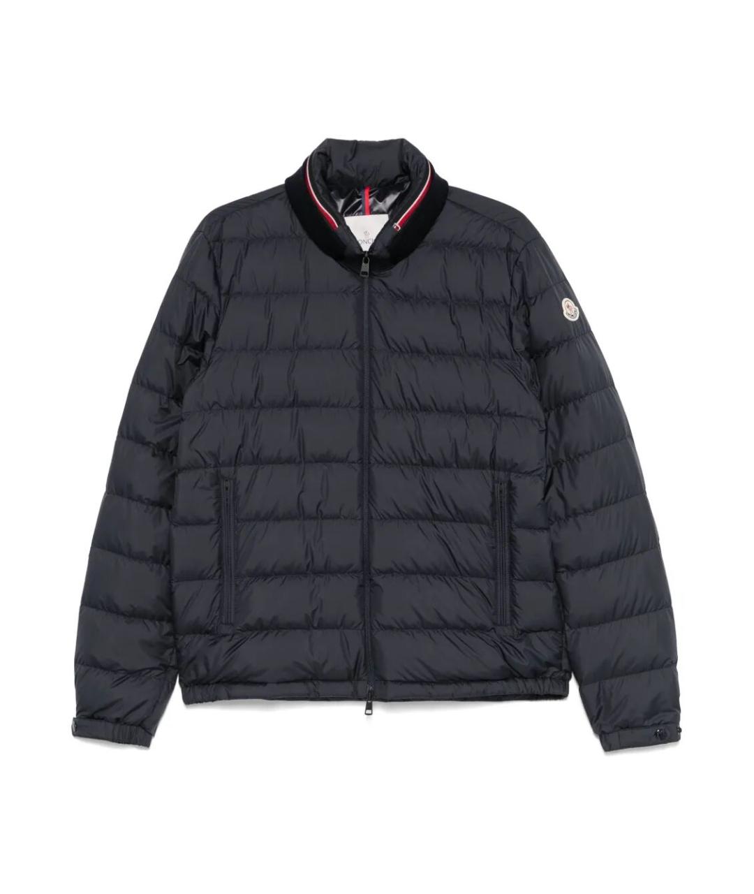 MONCLER Темно-синий полиэстеровый пуховик, фото 1