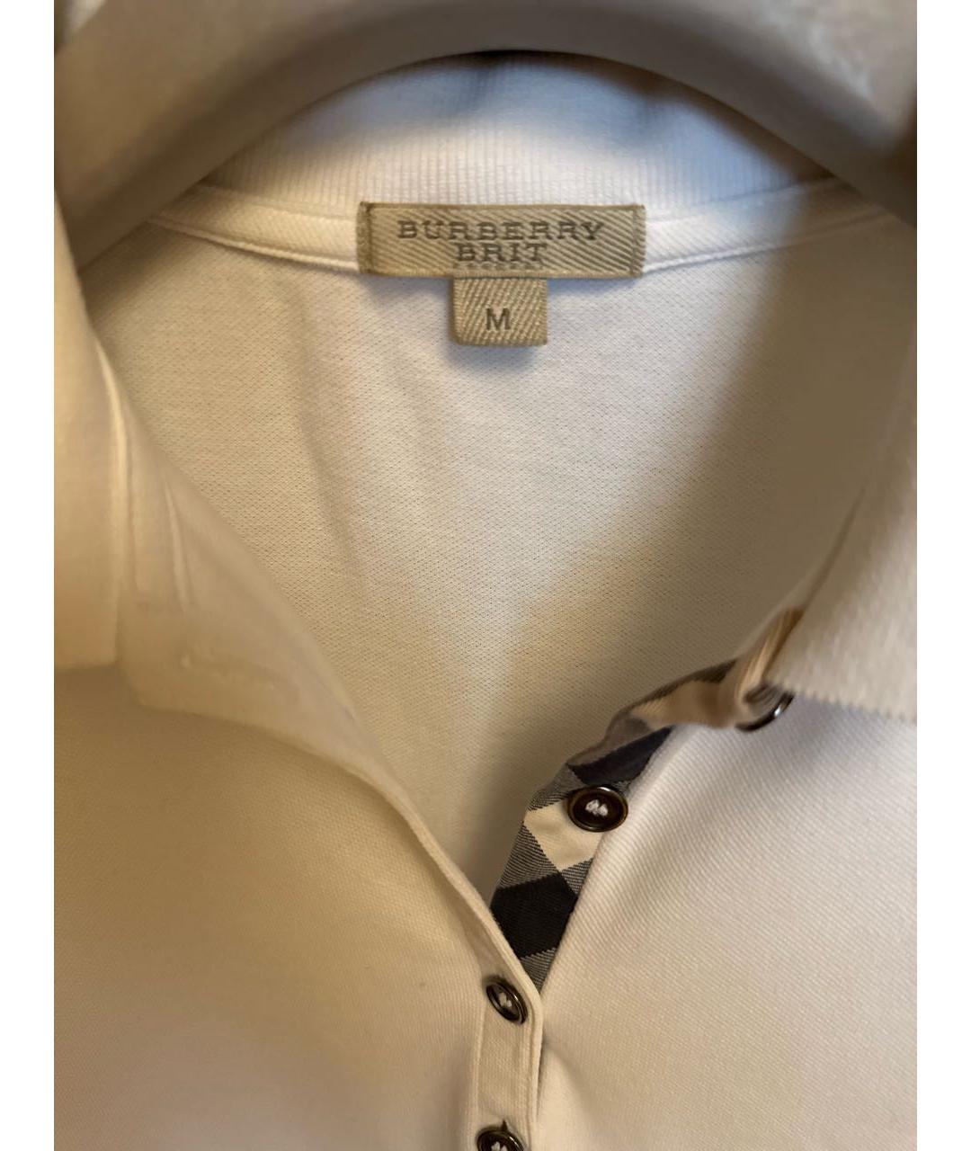 BURBERRY Белая хлопко-эластановая футболка, фото 3